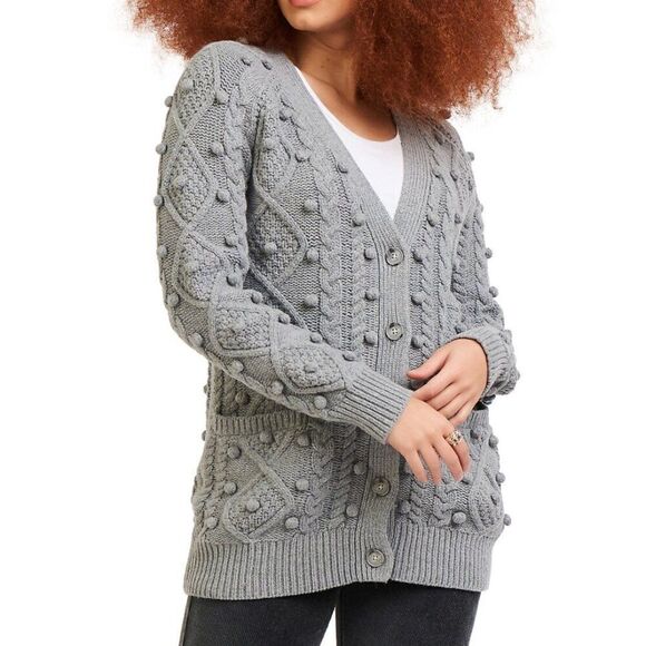 Dex // pom cardigan // grey // size medium // EUC - Picture 1 of 8